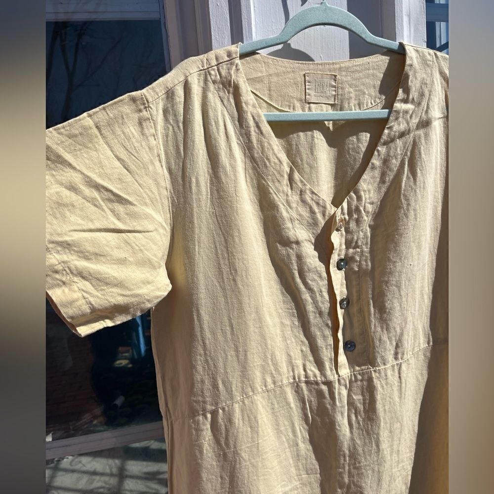 Blue Fish Hand Painted Linen Dress - Picture 3 of 14